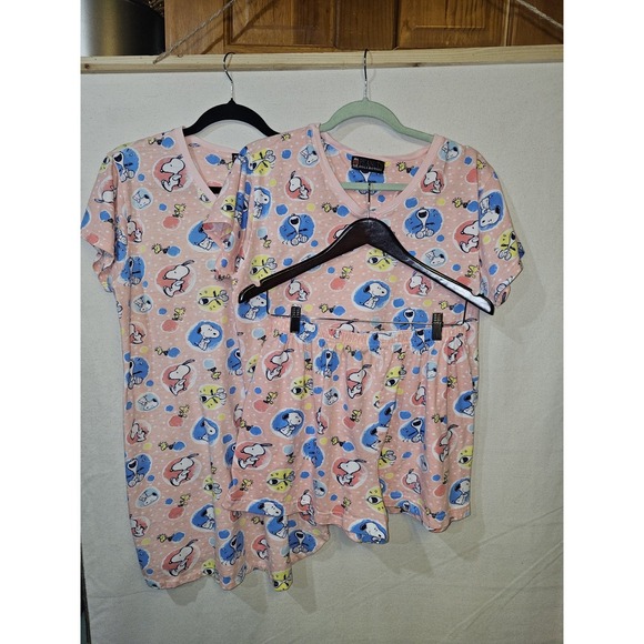 Peanuts Snoopy Women's Vintage Pajama 3 Piece Set Size Large - Picture 4 of 6